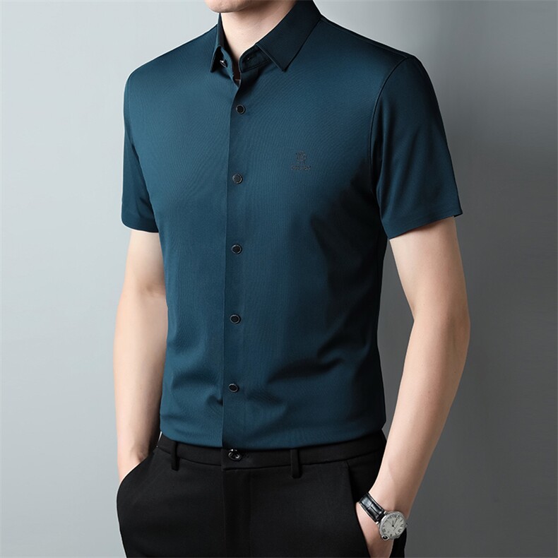 BJ101023810男士2023年夏季新款百搭衬衫男短袖商务休闲衬衣男P65,男装衬衫,电商B360