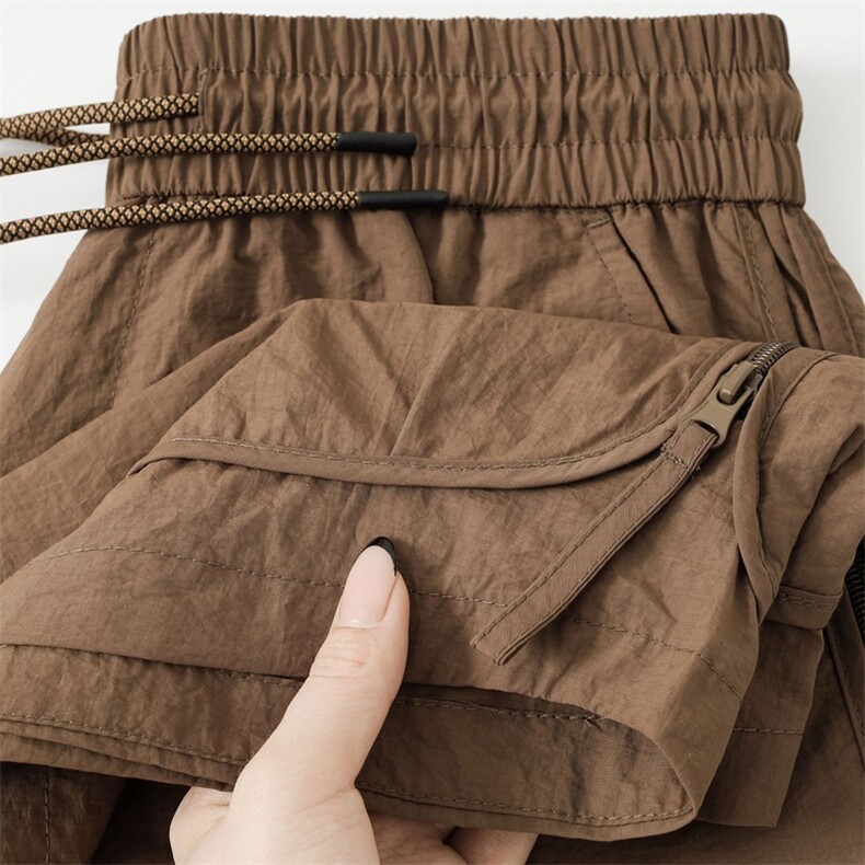 锦纶咖啡色速干工装短裤男2025夏季宽松户外宽松薄款冰丝五分裤女，男装牛仔裤，星座1210-1