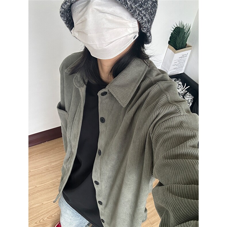 现货厚实灯芯绒衬衫男秋冬款港风宽松复古长袖衬衣CS027-P48,男装衬衫,星座301C-5