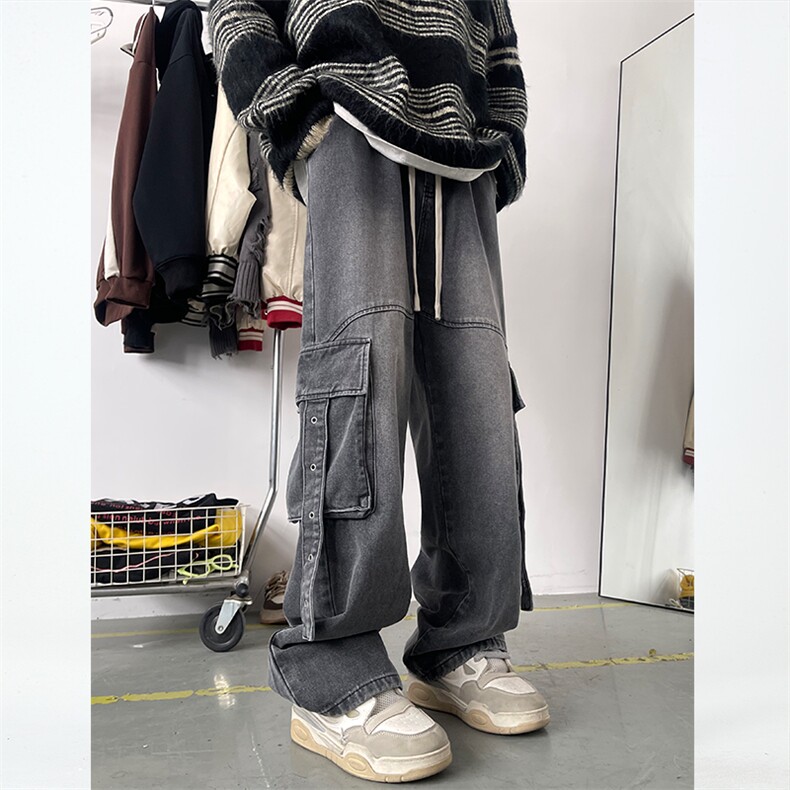 N102-P68   重工设计牛仔裤男女同款休闲水洗牛仔裤图片