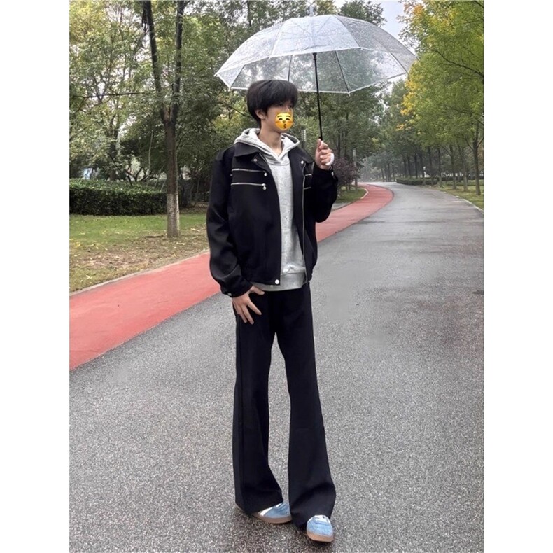 W10811加绒-P40网图现货加绒美式高街西裤休闲裤直筒微喇裤子,男装西裤,星座1608