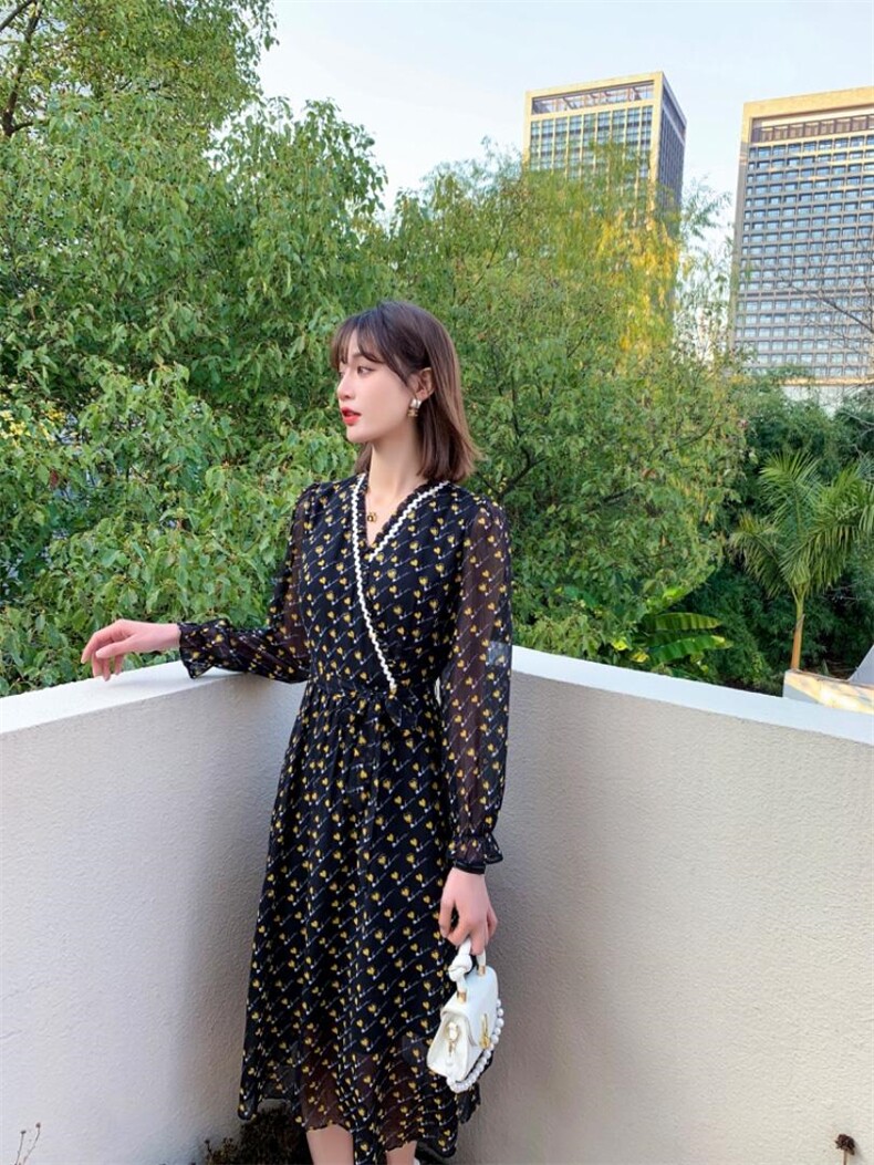 韩版时尚潮流优雅淑女气质甜美连衣裙,女装连衣裙,荷塘月色
