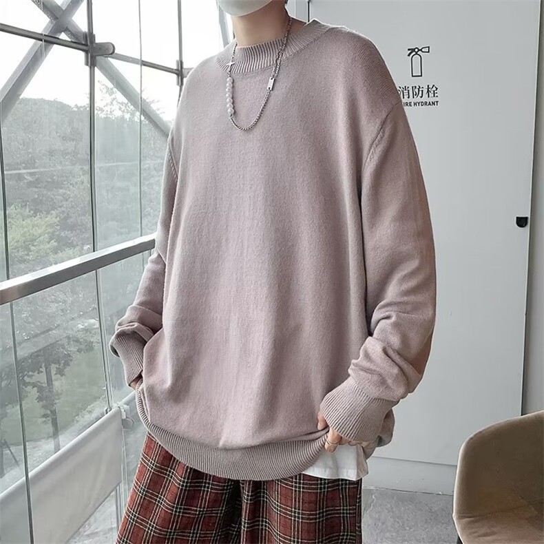 男港风潮流宽松圆领休闲纯色上衣针织衫毛衣外套XM12P35,男装针织衫/毛衣,星座1116-2