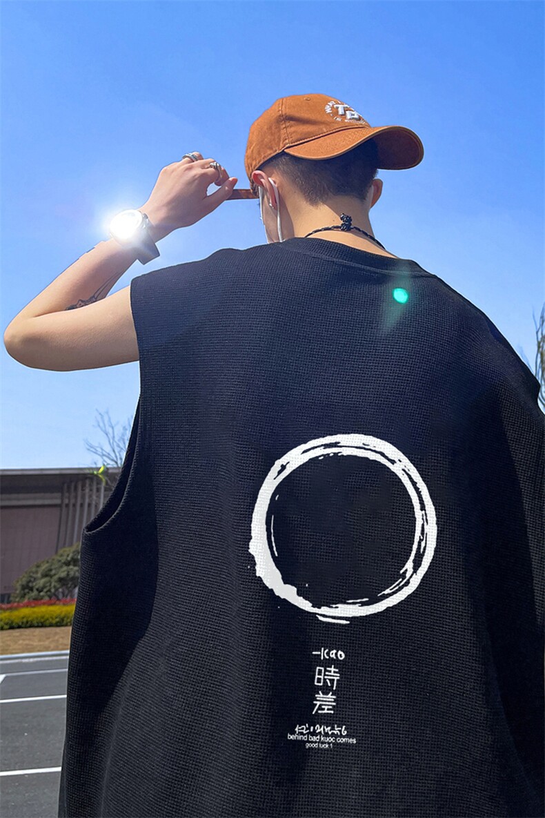 华夫格背心直播高品质重磅220克时差印花HB17-P25控38,男装背心/马甲,星座508（原C305）