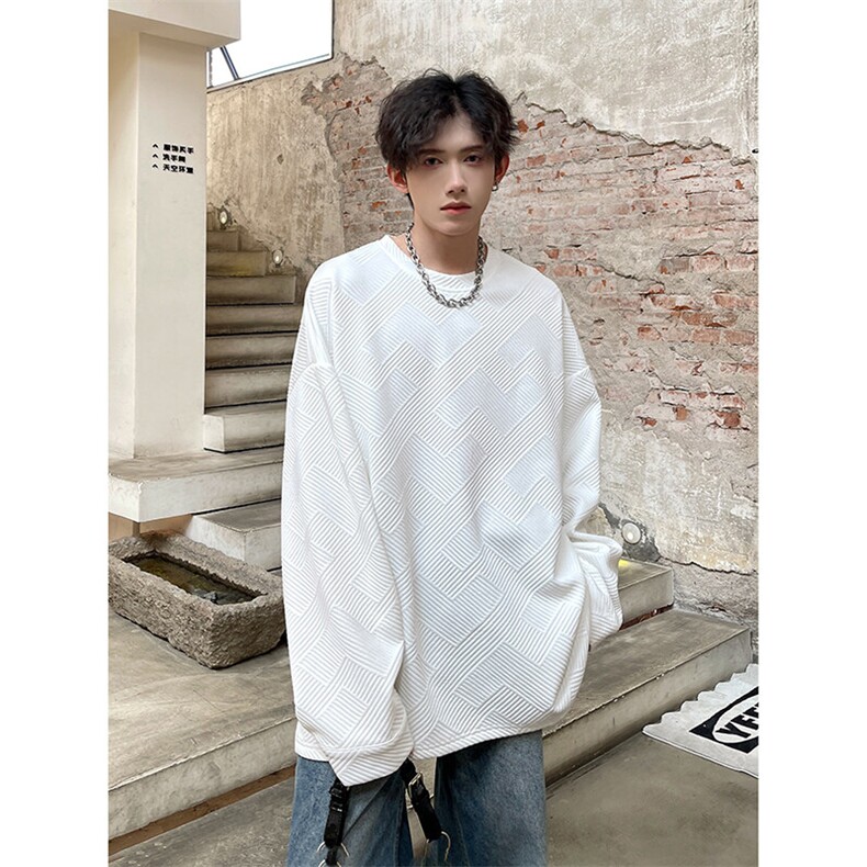 2025春装潮牌大码长袖男圆领百搭T恤A071-T50-P40，男装T恤，电商A071