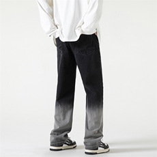 B221美式ins高街小众吊染渐变色直筒牛仔裤LK23024-P60控78，男装牛仔裤，电商B221