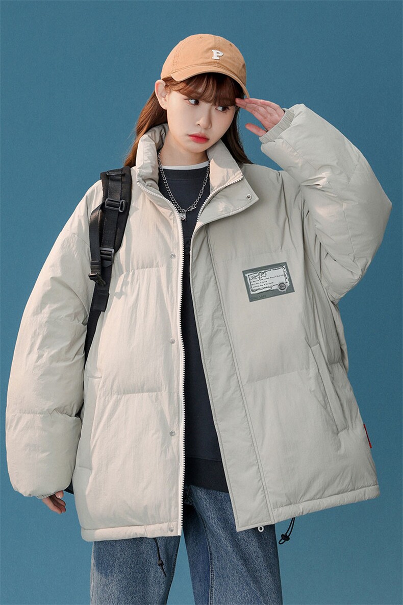 白鸭绒22冬季时尚简约贴标印花立领羽绒服YR181P195控258,男装羽绒服,A247A