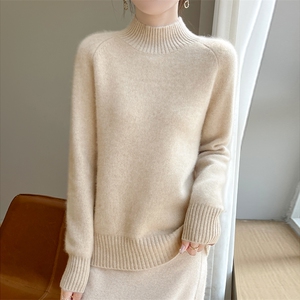 无缝2025秋冬新款高领加厚纯羊毛衫女保暖毛衣针织打底羊绒衫紫色图片