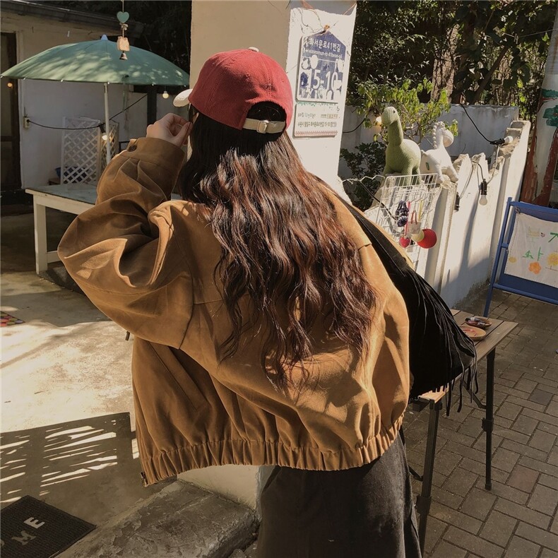 秋季新款复古小众宽松休闲口袋长袖麂皮绒棒球服夹克外套JKK776,男装夹克,星座516A