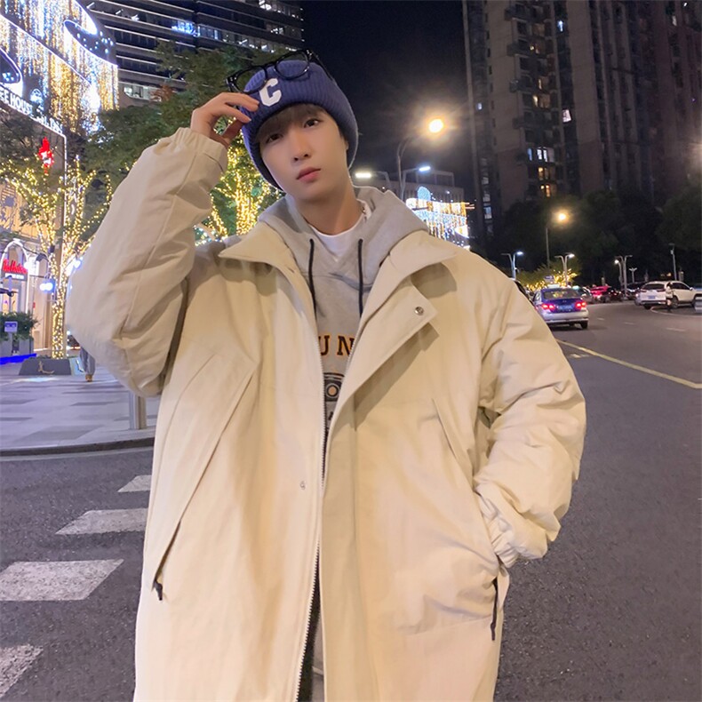 冬季潮牌日系纯色简约加绒加厚保暖防寒休闲棉服外套MY9079-P100,男装棉衣,电商A128