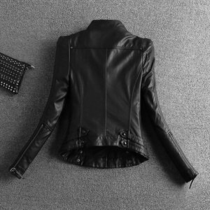 现货款一直做的款 修身女款机车服皮外套女皮夹克1608 332图片