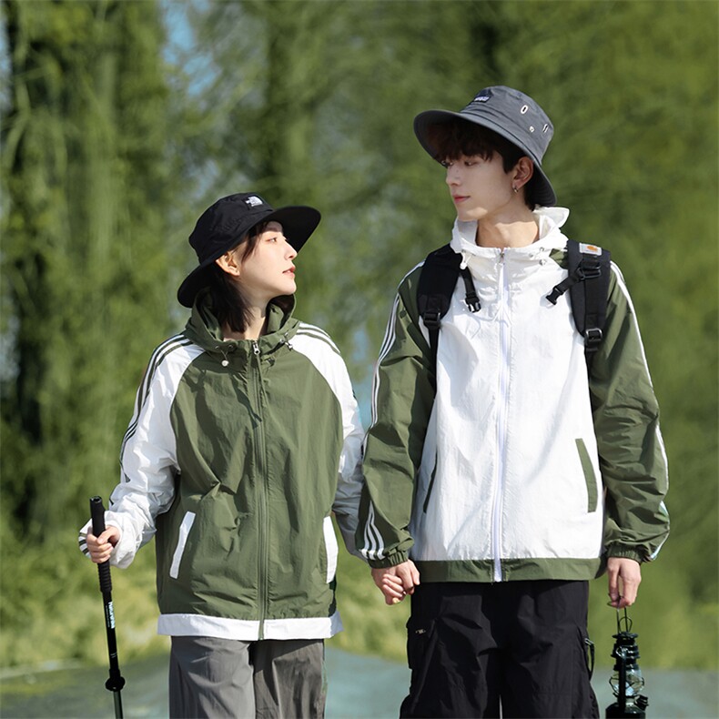 夏季情侣薄款三条杠外套透气防紫外线钓鱼防晒服A436-6101-P45,男装防晒衣,电商A436