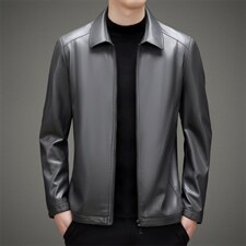 K8816钱塘2020-2秋冬季百搭时尚休闲中年男士夹克皮衣外套P127，男装皮衣，钱塘207-2