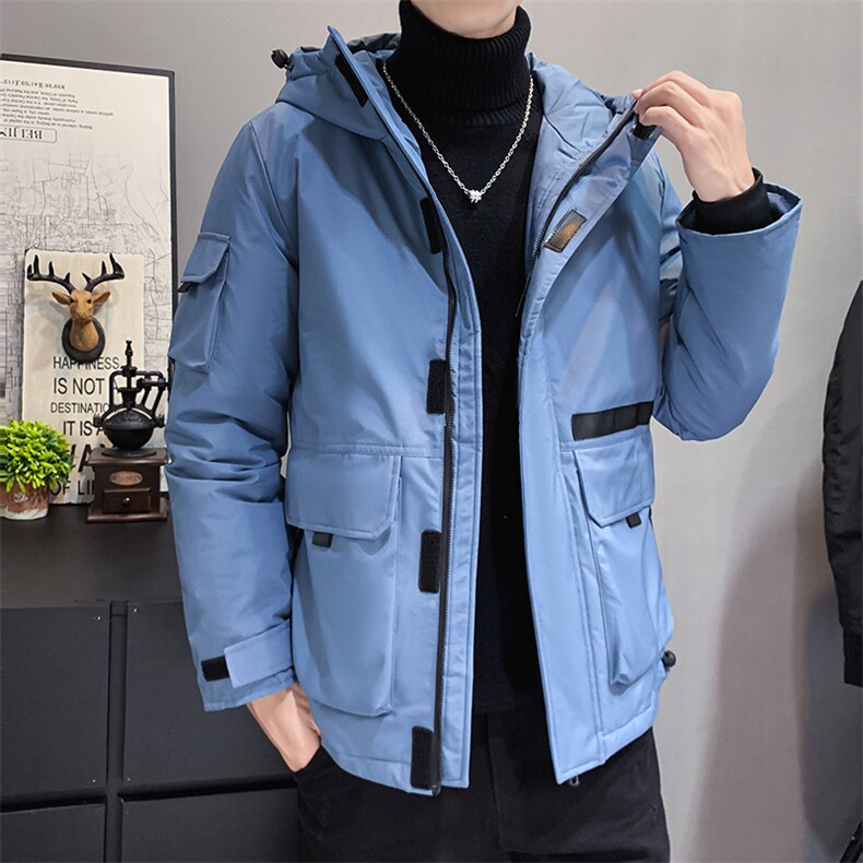 团购连帽中长款修身潮牌工装户外冲锋衣羽绒服外套男女款团体服，男装羽绒服，星座301D-5(原星座1415）