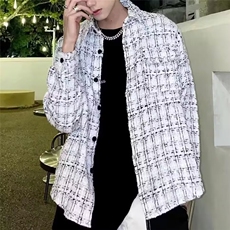 450-P422025不计后果小香风夹克男秋季高级感粗毛呢外套潮宽松，男装T恤，电商B323A