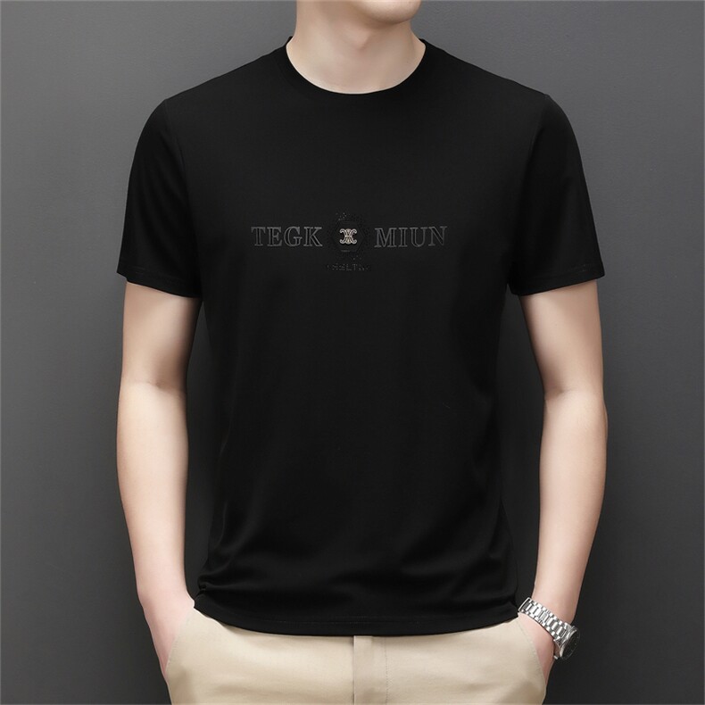 男中冰丝短袖t恤男士夏季圆领休闲冰感中年修身半袖MJ9291--P48，男装衬衫，星座1105-3