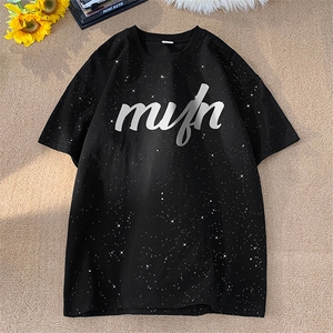 量大优供抖音视频 支持得物配合二开美式满天星亮片短袖T恤MTX600图片