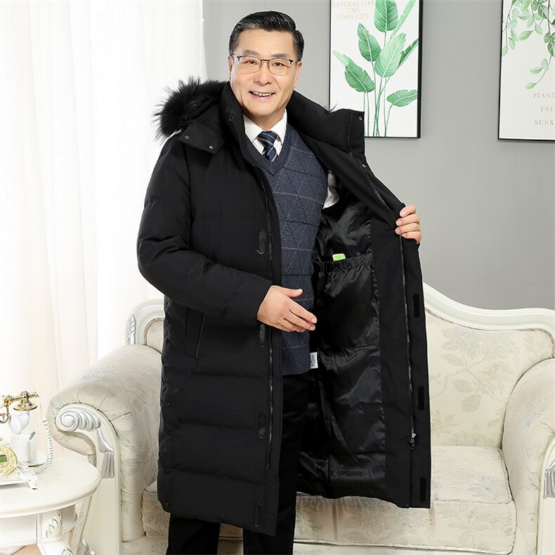 跑量大货中长款连帽鸭绒中老年羽绒服保暖纯色加厚上衣377p180,男装羽绒服,星座1602B（原101B-1）