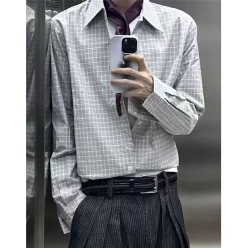 工装衬衫男潮牌宽松长袖免烫防晒条纹衬衣棉麻透气寸衫CS69,男装防晒衣,星座1116A（原606A-3）