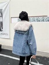 海军毛领牛仔外套，其它，米可儿