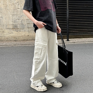 现货100棉新款白色弯刀牛仔裤松弛感工装裤男长期有货556P55，男装牛仔裤，电商B381-2