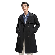 无影墙中长款宽松休闲风衣纯色百搭高级感双排扣外套FY222-P145，男装风衣，电商A413