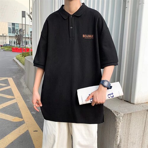 美式复古夏装POLO衫男夏潮流翻领ins宽松T恤T369P30，男装Polo衫，星座1116-2