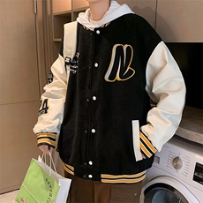 男秋季外套潮牌街头毛呢拼皮棒球服夹克Z901P55，男装夹克，星座1116-2