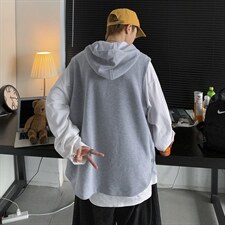 20秋冬港风针织背心宽松休闲ins潮毛线卫衣连帽马甲情侣H204/P50，男装背心/马甲，钱塘713