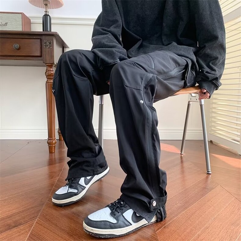 男秋季新款港风纯色长裤工装裤秋季休闲裤男冲锋裤防水布BK95P45,男装休闲裤,星座1116-2