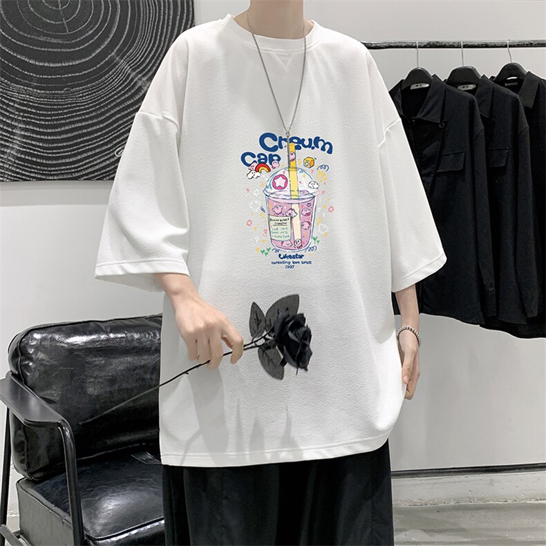 春夏季七分袖t恤男大码五分袖男短袖中袖 Q11332-P30图片