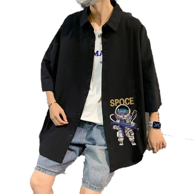 ！夏款港风冰丝衬衣男黑寸衫男白短袖衬衫男DXC285-P30,男装衬衫,电商B371