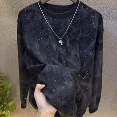 秋季新款破洞男士卫衣满天星渐变上衣宽松休闲长袖t恤男款卫衣，男装卫衣，电商B212（原钱塘6029）