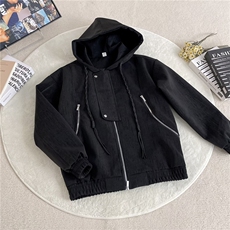 连帽皮衣夹克男款秋冬美式复古外套拉链短款棒球服JK93-P88，男装夹克，星座308B-2