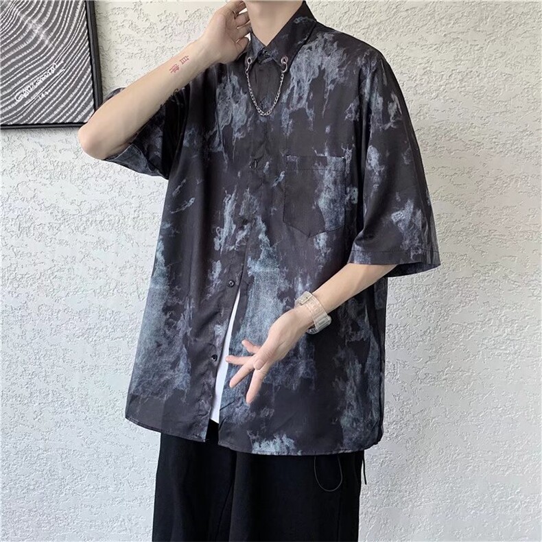 短袖衬衫春款男港风潮流C043P30,男装衬衫,星座1116-2