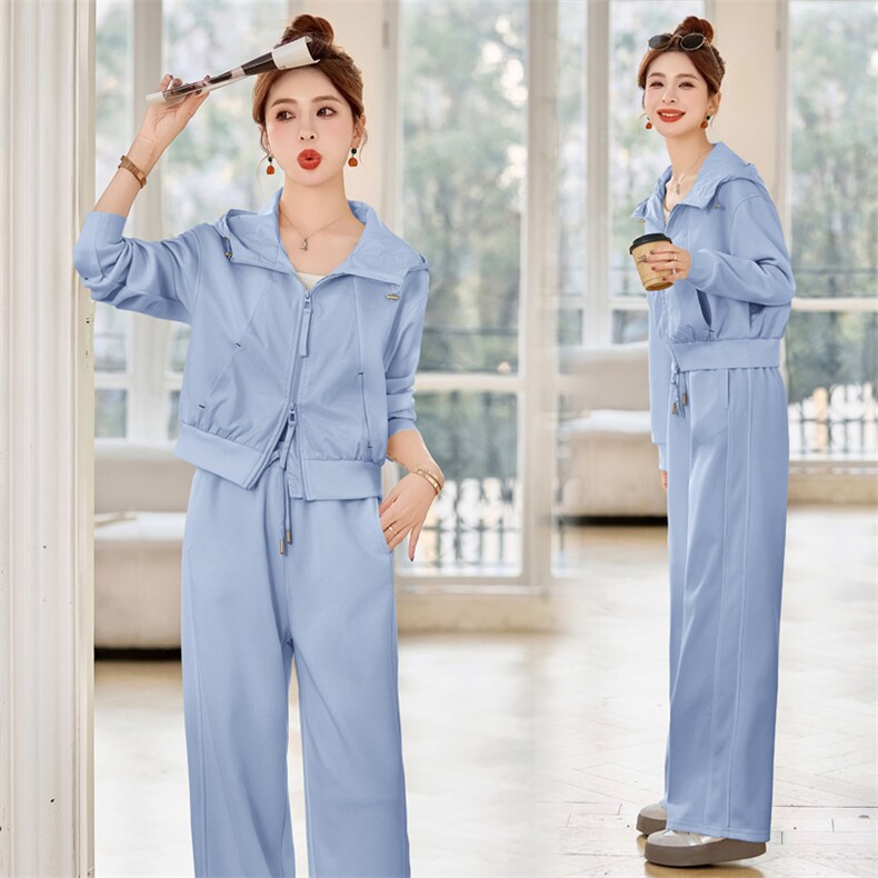 慵懒风休闲运动服女2025春装韩系氛围感穿搭卫衣阔腿裤，女装运动套装，初闻兮