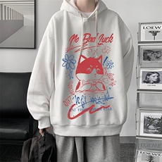 WY2226-P35加绒款-P40纯棉连帽卫衣男大码运动帽衫宽松薄外套男，男装卫衣，电商A040