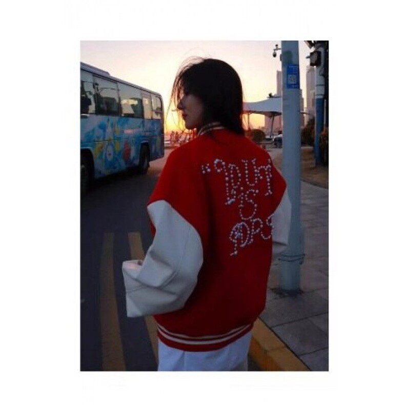 W9514-P73网图现货新款美式复古棒球服外套珍珠装饰夹克潮牌上衣,男装夹克,星座1608-2