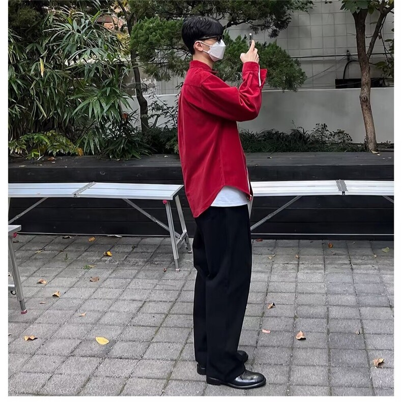 K392-P42春秋新款长袖宽松牛仔衬衫男秋季衬衣外套洋气外穿显瘦,男装衬衫,电商B323A