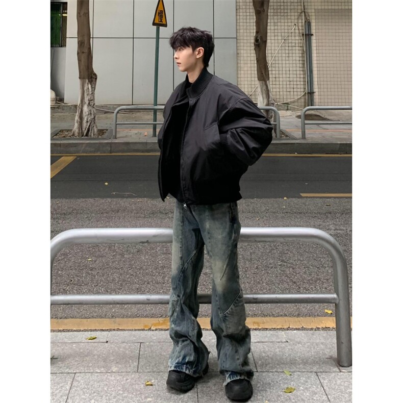 【有货】HT135CC-特P90廓形飞行员夹克棉服男加厚立领棒球服外套,男装夹克,星座1007（原301D）