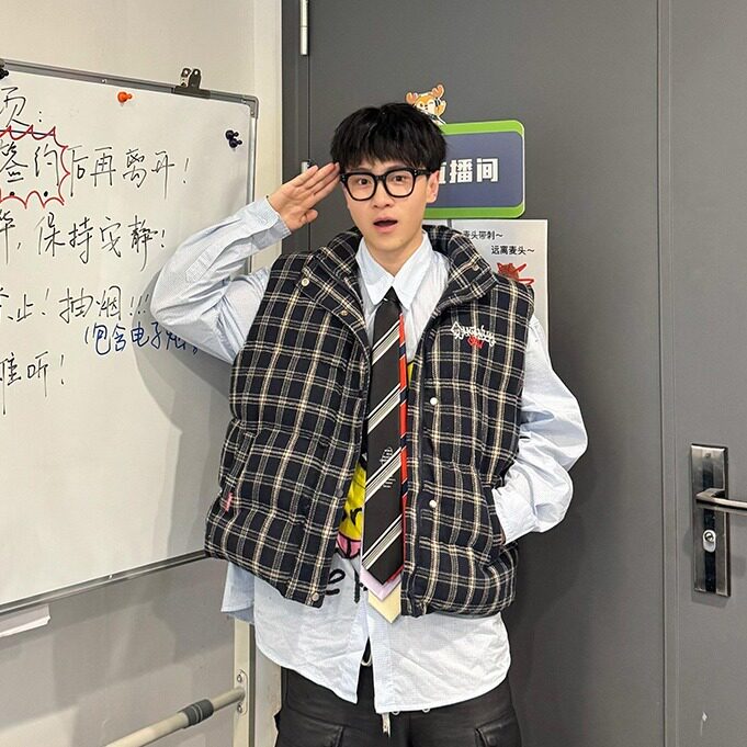 美式格纹无袖马甲棉服宽松秋冬新款HY698-P78,男装棉衣,星座1109-4