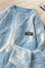 8XL-M圆领毛衣男秋冬慵懒风宽松情侣装麻花针织羊毛衫MY19004P68，男装针织衫/毛衣，电商B312