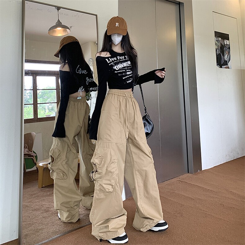 美式立体口袋工装裤男女秋季高街机能嘻哈中性街头风痞帅阔腿长裤,男装休闲裤,星座410-7