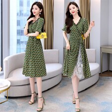 2022夏季新款时尚印花连衣裙，女装连衣裙，金典明美