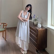 法式复古气质显瘦无袖波点连衣裙2025夏季新款绝美小众设计感长裙，女装连衣裙，2C232