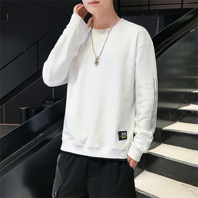 韩秋季套头圆领卫衣男韩版宽松潮牌休闲上衣百搭印花长袖P25,男装卫衣,星座217-4