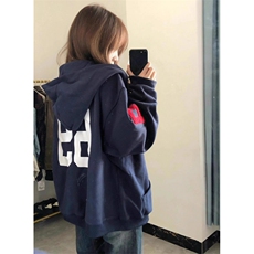 复古重磅刺绣字母连帽开衫卫衣男宽松百搭设计感上衣外套W2799，女装短外套，星座1116A（原606A-3）