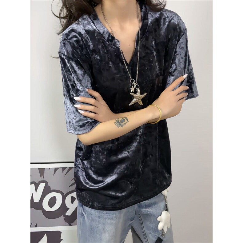 XZ809A/DX263/特P19/控38高级感钻石绒V领短袖T恤,男装T恤,星座809A(原222-1)