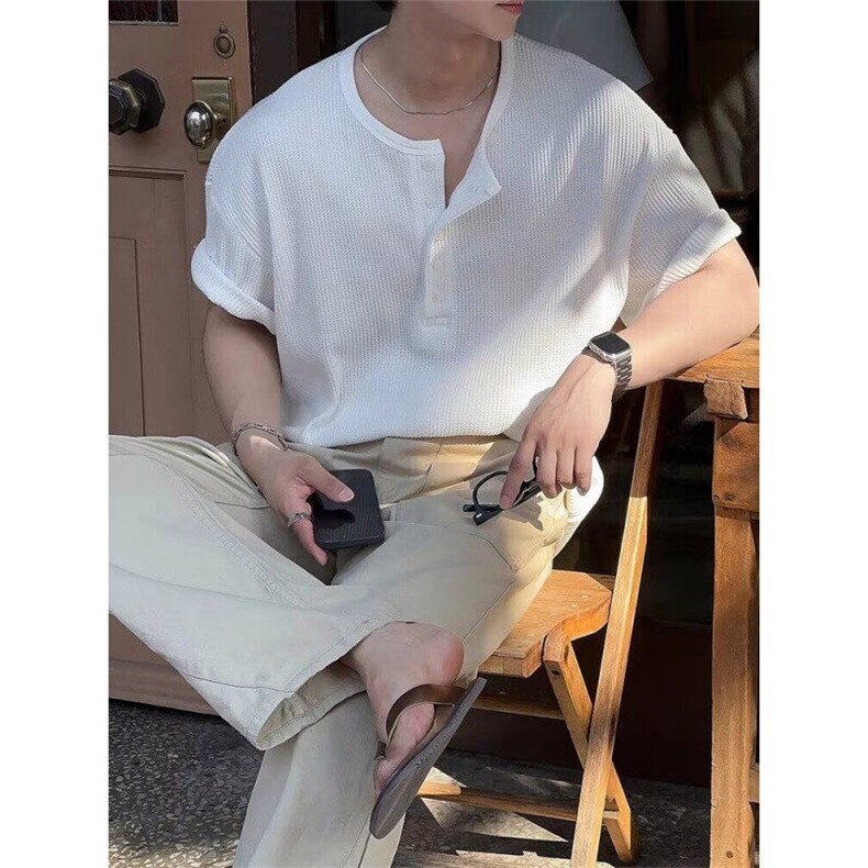 夏季新款潮牌刺绣棉麻短袖纯色青年半袖t恤上衣T192,男装T恤,星座1116A（原606A-3）