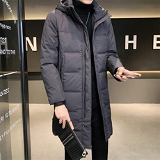 羽绒服男中长款男式90绒过膝压花加长带帽店主风YRF202-P265，男装羽绒服，星座1207-1